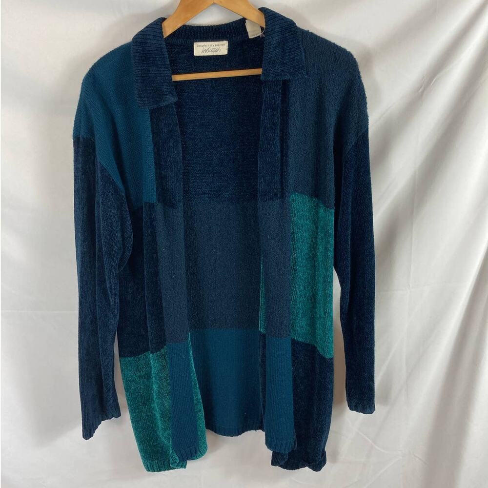 Lord & Taylor Patchwork Longline Cardigan Sweater size Large